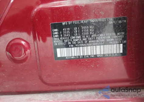 2015 Subaru Legacy 2.5I Premium z USA, uszkodzony, nr VIN 4S3BNAE60F3005557